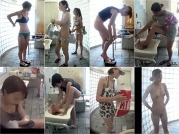 【盗撮】トイレで水着を脱いで着替える女性達