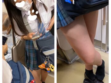 JK風S級青チェ制服美女のエロ過ぎるミニスカ立ち生脚412