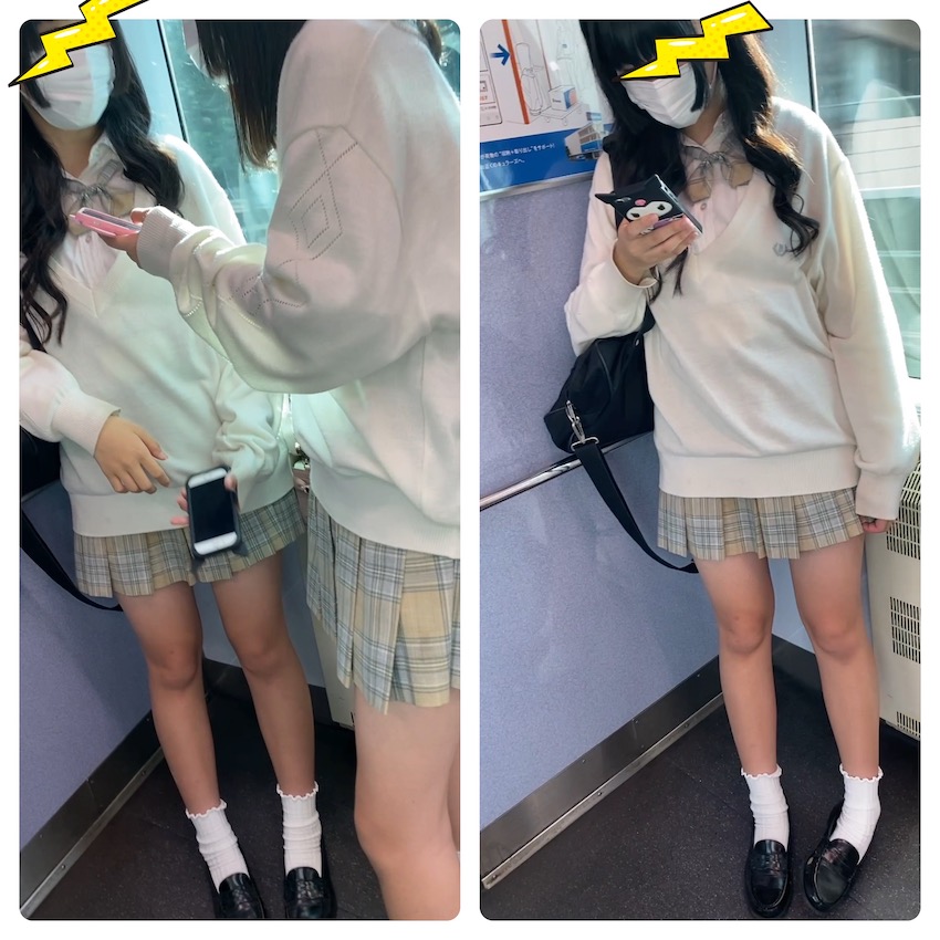 JK風S級制服美女のエロ過ぎるミニスカ立ち生脚432