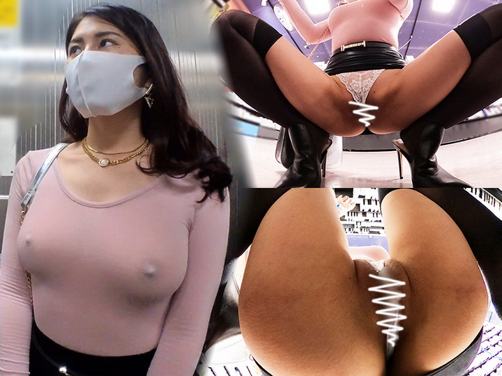 【マスク顔出し 超高画質】【後編】極上のエチBODY!!モロ透け乳首とハミ尻パンツで誘惑するド変態美女お姉さん!!