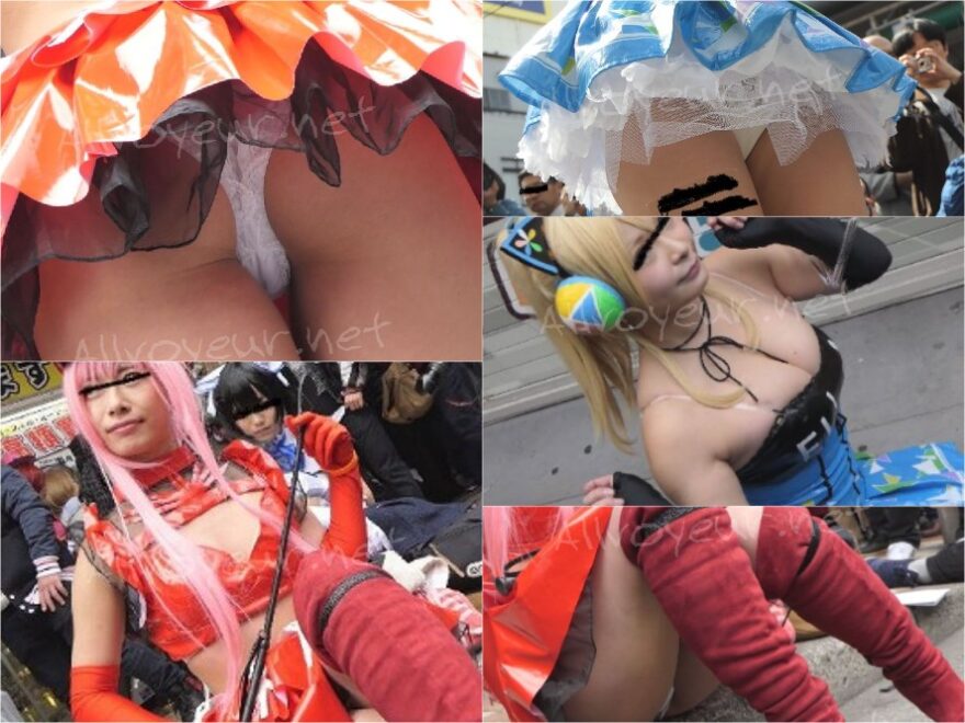 超高画質FHD動画 パンツは白！商店街の野外コスプレイベントで自前のパンツを撮らせまくる破廉恥娘達