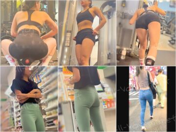 プレミアム級の最強美巨尻！露出狂のように肌を出し美巨尻をワガママに見せつけ男を誘う！ 下品なパツパツレギンス女 編
