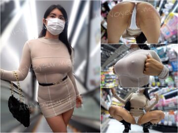 【ノーブラ乳首透け】勃起乳首×鬼食い込みTバックを完全開放!!ド変態美女の激シコ仕草連発でフル勃起不可避!!