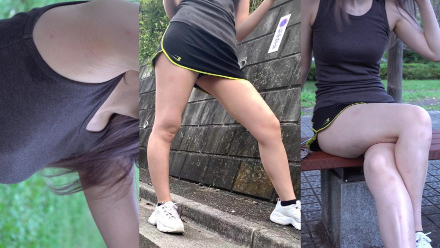 てっかてかの汗だくテニスJDを粘着接写