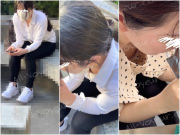 【胸チラ24】休憩中OL女性たちの無防備胸チラ！/エロパイ人妻と美人事務員