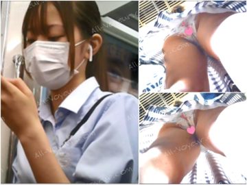 【再販】小顔で可愛いOLさんのお花パンティ丸見え！