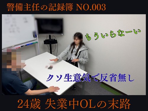 警備主任の記録動画ファイル No.003【24歳失業中OLの末路】クソ生意気で反省無し　お仕置き確定案件！