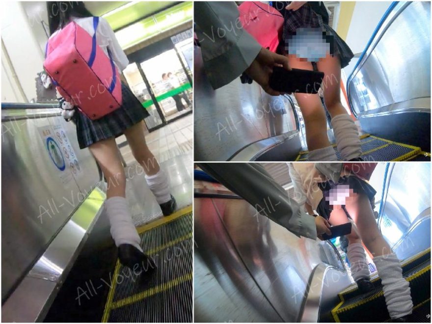 天然ぽい貴重な生JKを新たに発見　逆さ撮り　スカートめくり