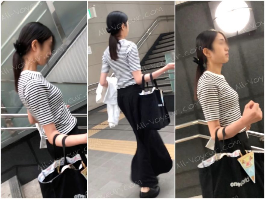 【横からの眺め221_ちっぱいver】長身スリムなＯＬのお椀型ちっぱいを並走で！
