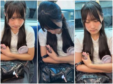 【推定A~Bカップ8】彼氏といる黒髪ロング×大きなリボンの可愛い子！控えめおっぱいの膨らみ撮影！